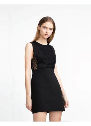 Чёрное платье с кружевными вставками zara6 фото