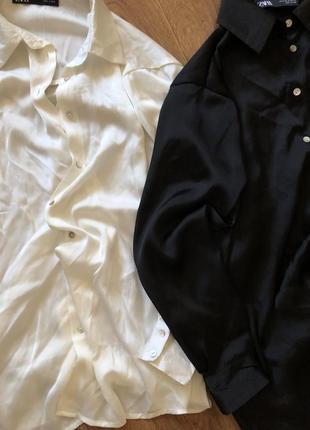 Чорна шовкова блуза zara7 фото
