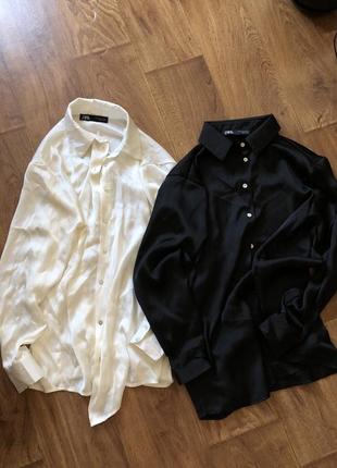 Чорна шовкова блуза zara6 фото