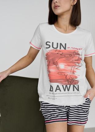 Жіноча піжама sun dawn. туреччина. бавовна. домашній комплект.5 фото