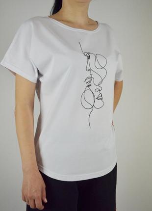 Женская футболка с принтом линия лица vins2 фото
