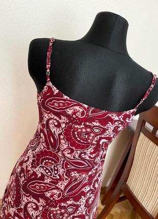 Бордовый розовый темно красный яркий сарафан на лето миди ниже колена платье а-силуэта s 368 фото