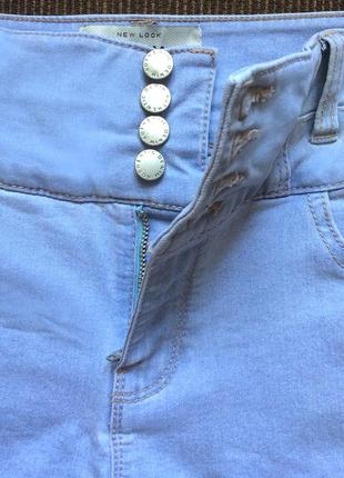 S-m на бедра 86 + см, голубые джинсовые стрейч высокие шорты шорты шорты9 фото