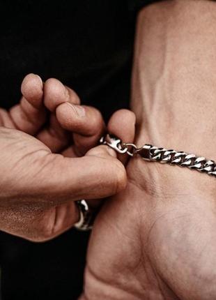 Мужской металлический браслет цепочка цепь на руку чоловічий металевий браслет стальной браслет5 фото
