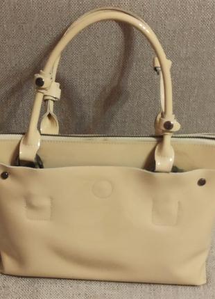 Лакова Сумка шкіряна бежева