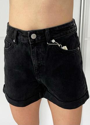 В наявності жіночі джинсові чорні шорти висока талія з деніму mom-fit короткі бавовняні трендові
