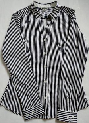 Базовая полосатая рубашка в чёрно-белую полоску2 фото