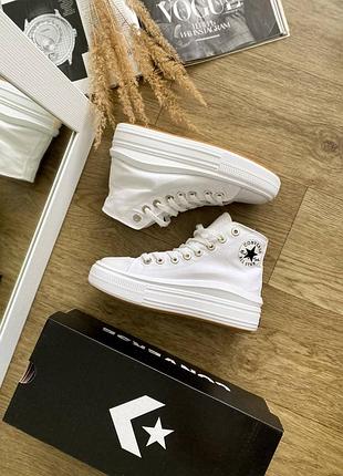 Converse chuck taylor move high white, жіночі білі конверси на платформі, кеди конверс білі, женские кеды конверс белые