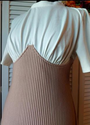 Сукня-футболка міді в рубчик з корсетом asos8 фото