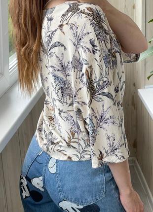 Красивая молочная блуза в идеальный летний принт сафари 🦒 🦓 1+1=36 фото