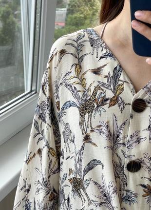 Красива молочна блуза в ідеальний літній принт сафарі 🦒 🦓 1+1=38 фото