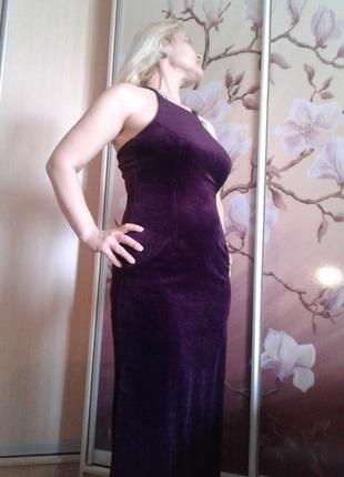 Бархатное фиолетовое нарядное платье3 фото