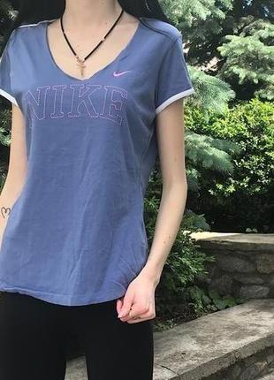 Женская футболка с вышивкой nike ( найк с-мрр идеал оригинал синяя)