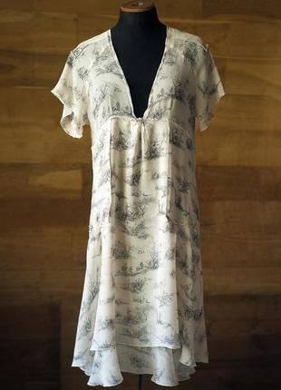 Шовкова молочна літня сукня міді жіноча, розмір m