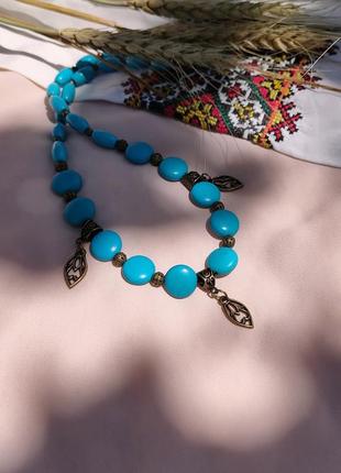 Украинские традиционное ожерелье - оберегает этно сгардами коралла бирюза бусы3 фото