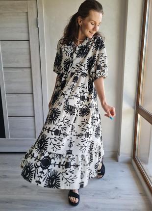 Шикарне легке пишне плаття 👗 туреччина актуальний принт10 фото