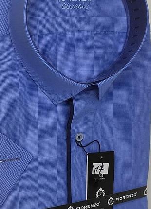 Рубашка мужская с коротким рукавом fiorenzo vk-0017 голубая классическая турция, нарядная мужская тенниска6 фото