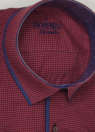 Мужская классическая тенниска турция fiorenzo vk-0020 красная в клетку, короткий рукав нарядная, стильная5 фото