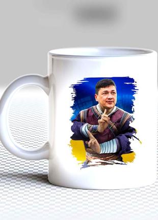 Белая кружка (чашка) с принтом "виталий ким самурай"