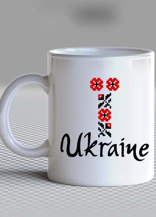 Білий кухоль (чашка) з принтом "український квітковий орнамент ukraine" push it