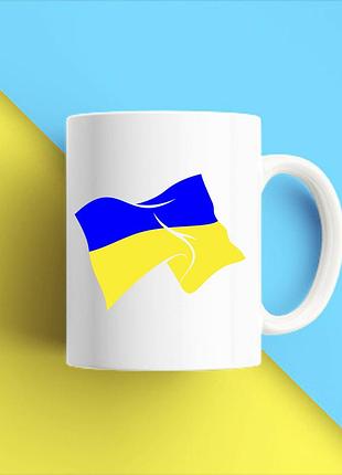 Белая кружка (чашка) с принтом "развивающийся флаг украины" push it
