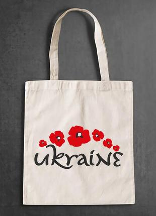 Эко-сумка, шоппер, повседневная с принтом "ukraine красные цветы" push it1 фото