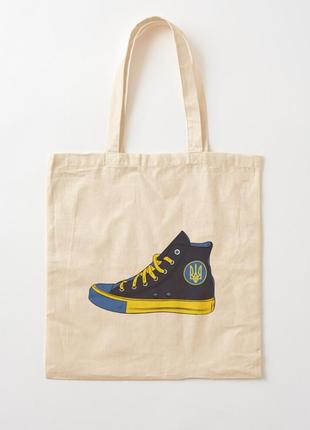 Эко-сумка, шоппер, повседневная с принтом "кед с украинским гербом" push it