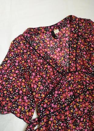 Блуза шифоновая с поясом  / цветочные принт / рубашка / блуза2 фото