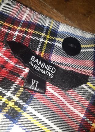 Неформальна панк спідниця в клітинку тартан з блискавками banned  неформальная юбка5 фото