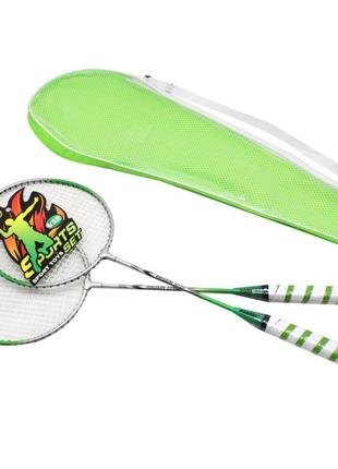Игровой набор бадминтон bt-bps-0071, 2 ракетки в сумке (зеленый)1 фото