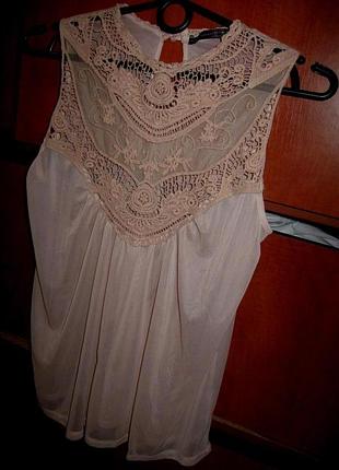 Блуза з мереживом пудрова