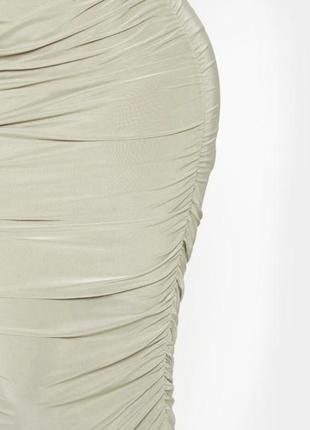 🫒оливковая облегающая юбка миди/обтягивающая юбка цвета хаки со сборками/болотная юбка в обтяжку🫒5 фото