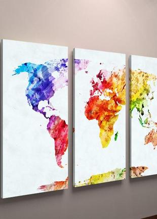Sale настенная картина на холсте континенты планеты карта мира 90х60 из 3х частей