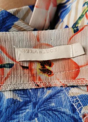 Летние брюки с защипами высокая посадка прямые в принт цветы штаны vera & lucy7 фото