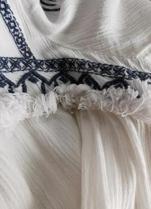 Кардиган с бахромой вышивкой из вискозы коттон хлопок white stuff в бохо этно стиле летний накидка6 фото