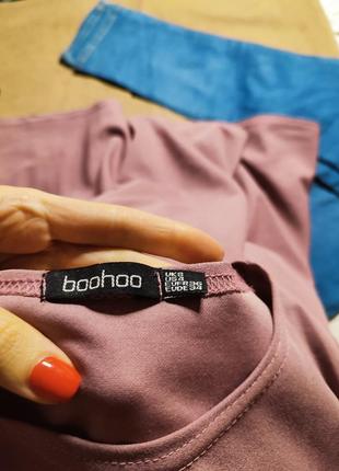 Boohoo платье розовое пудровое миди со свободной юбкой7 фото