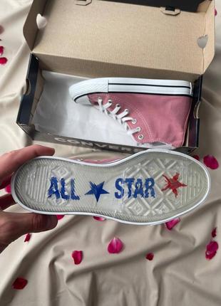 Converse chuck taylor all star hi pink жіночі класичні високі кеді конверс яскраві рожеві на літо жіночі високі яскраві рожеві кеди на весну літо7 фото