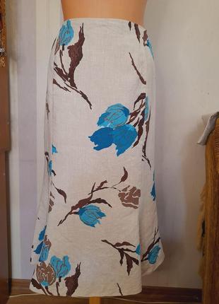 Льняний вінтажний винтажный льняной костюм юбка жакет3 фото