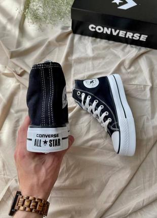 Converse chuck taylor high sole black трендові класичні кеди конверс на високій підошві чорні весна літо женские классические кеды на высокой подошве4 фото