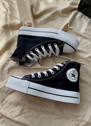 Converse chuck taylor high sole black трендові класичні кеди конверс на високій підошві чорні весна літо женские классика кеды на высокой платформе8 фото