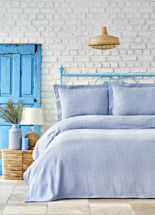 Покривало бавовна євро 230*240+50*70(2) karaca home - stella indigo покривало бавовна