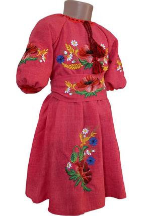 Платье вышиванка для девочки лен мама и дочка р. 98 - 146