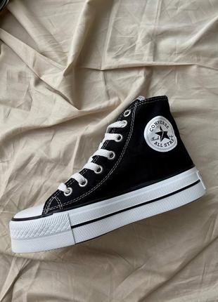 Converse chuck taylor high platform black трендові класичні кеди конверс на високій підошві чорні весна літо женские кеды на высокой подошве8 фото