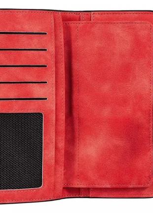 Женский замшевый кошелек клатч wallerry 2345 красный женское портмоне3 фото