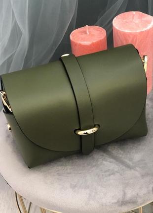 Жіноча шкірянна сумка італія зелена хакі
