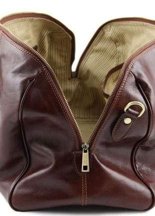 Дорожня шкіряна сумка-даффл з кишенею ззаду - малий розмір tuscany tl141250 voyager7 фото