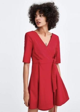Плаття зара на запах червона сукня zara