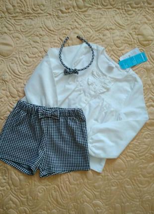 Стильний комплект костюм набір наьор lc waikiki для дівчинки 4-5 шорти блуза обруч шорты