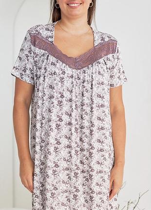 Ночная сорочка женская цветочный принт 101044 фото