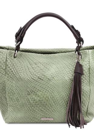 Жіноча шкіряна плетена сумка шоппер tuscany tl1420665 фото